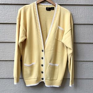 Liz Claiborne Oversized Slouchy Dropped Shoulder Vintage V-Neck Varsity Cardigan